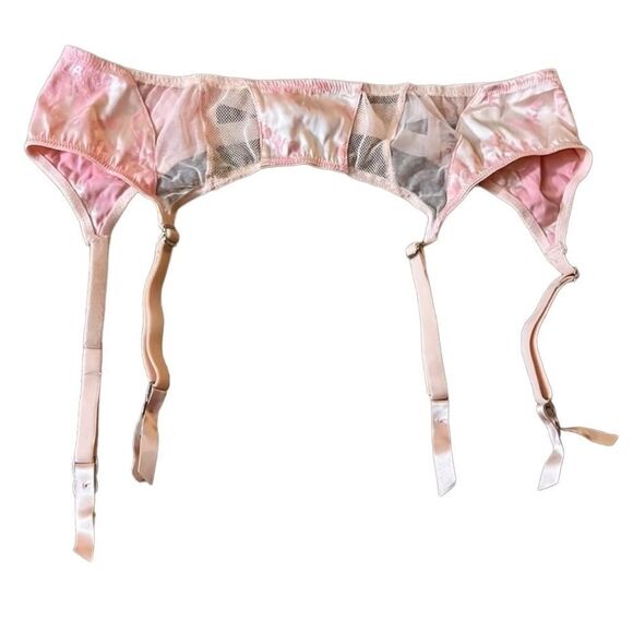 Victoria's Secret Other - Victoria’s Secret Pink Floral and Mesh Garter Belt